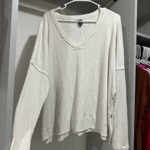 Wild Fable Cream Ribbed Knit Top